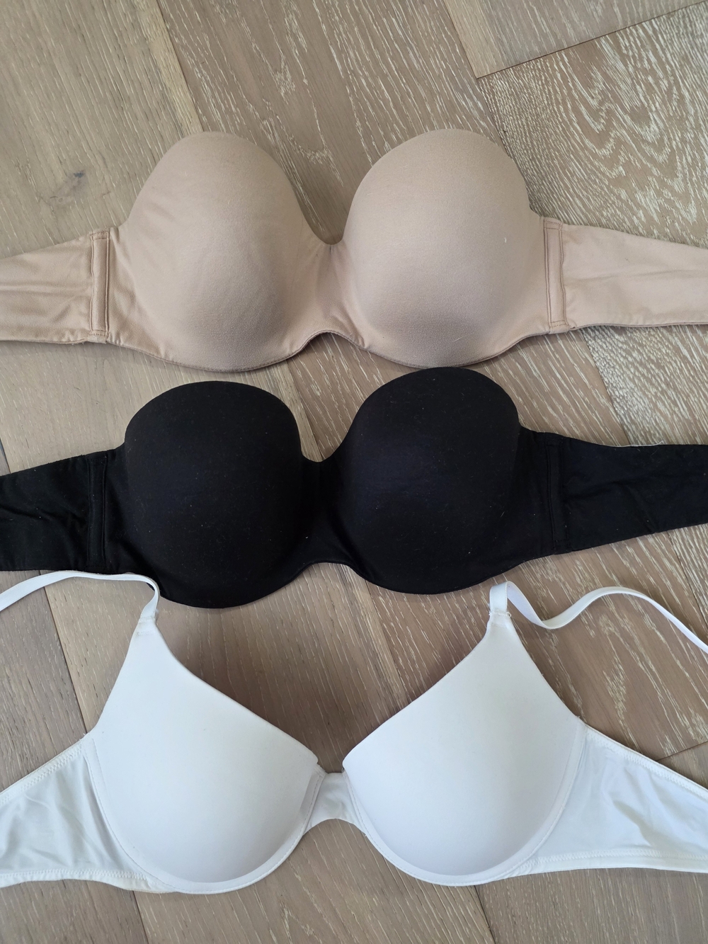 Victoria's Secret Strapless & Convertible Bra Set — Beige, Black, White